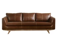 Sofy i kanapy - Vente-Unique 3-osobowa kanapa z postarzanej skóry ALEGAN - Kolor: czekoladowy - miniaturka - grafika 1