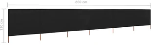 vidaXL Parawan 6-skrzydłowy z tkaniny, 800 x 80 cm, czarny vidaXL - Pawilony ogrodowe - miniaturka - grafika 6