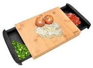 Deski do krojenia - Nerthus Dwukomorowa bambusowa deska do krojenia z szufladkami Nerthus FIH 332 - miniaturka - grafika 1