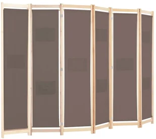 vidaXL Parawan 6-panelowy, brązowy, 240 x 170 x 4 cm, tkanina vidaXL - Parawany - miniaturka - grafika 3