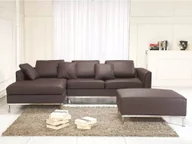 Narożniki - Beliani Sofa narożna skórzana brązowa prawa OSLO - miniaturka - grafika 1