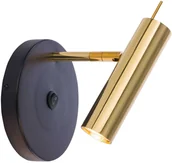 Lampy ścienne - Amplex Kinkiet LAMPA ścienna AMOS 0173 okrągła OPRAWA metalowa tuba regulowana czarna złota - miniaturka - grafika 1