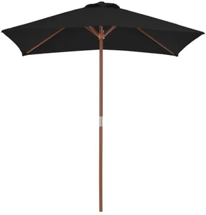vidaXL Parasol ogrodowy na drewnianym słupku, czarny, 150x200 cm 313884 - Parasole ogrodowe - miniaturka - grafika 5