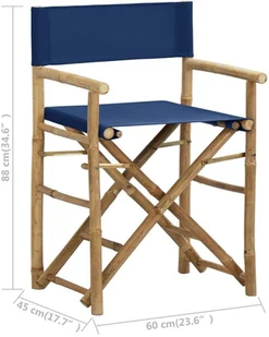 vidaXL Składane krzesła reżyserskie 2 szt., niebieskie, bambus/tkanina! 313030 - Fotele i krzesła ogrodowe - miniaturka - grafika 9