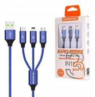 Kable USB - Kabel Usb 3W1 3.4A Somostel Niebieski 3400mAh 1,2m - miniaturka - grafika 1