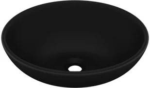 vidaXL Lumarko Luksusowa, owalna umywalka, matowa czerń, 40x33 cm, ceramiczna 146931 - Umywalki - miniaturka - grafika 2