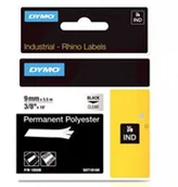 Taśmy do drukarek barwiące - Dymo Oryginał RHINO taśma poliestrowa trwała 9mm czarna na przezroczystym S0718160 - miniaturka - grafika 1