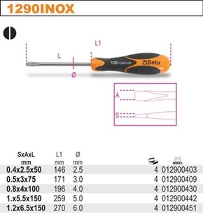 Beta WKRĘTAK PŁASKI 3X75MM INOX 1290INOX/3X75 - Śrubokręty - miniaturka - grafika 2