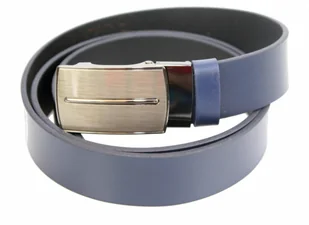 Complex (PL) Pasek Skórzany Do Garnituru Gładki (PL) 35 mm AUTOMAT SAMOZACISK KLAMRA "SREBRNA 67" Skóra Naturalna Licowa GRANATOWY - Paski - miniaturka - grafika 4