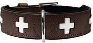Obroże dla psów - Hunter obroża dla psa Swiss, skóra, 42, brązowa/czarna - miniaturka - grafika 1