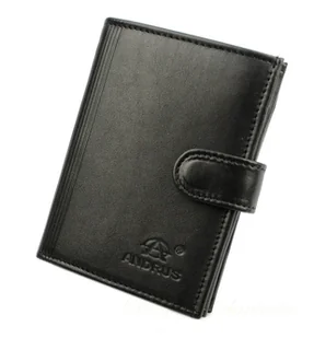 Andrus Portfel Męski Skórzany (PL) Skóra Licowa Duży Pionowy Z Zapięciem Dwa Skrzydełka Poziomy Suwak - Portfele - miniaturka - grafika 8