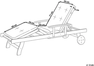 Beliani Drewniana leżanka ogrodowa z poduszką jasne drewno i złamana biel JAVA - Fotele i krzesła ogrodowe - miniaturka - grafika 4