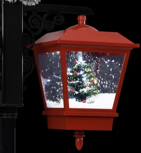 vidaXL Świąteczna latarnia z Mikołajem, czarno-czerwona, 81x40x188 cm - Pozostałe akcesoria świąteczne - miniaturka - grafika 6