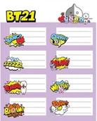 Szkolne artykuły papiernicze - BT21 Line Friends BT21 - Zestaw 16 naklejek na zeszyty / książki ELE0274 - miniaturka - grafika 1