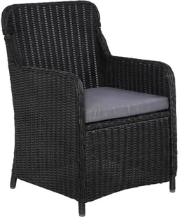 vidaXL Krzesła ogrodowe z poduszkami, 2 szt., polirattan, czarne - Fotele i krzesła ogrodowe - miniaturka - grafika 5