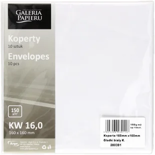 Galeria Papieru Koperty 160x160 gładkie białe 150g - 10 szt. w opak. - Koperty Galeria Papieru Koperty 160x160 gładkie białe 150g - 10 szt. w opak. - Koperty - miniaturka - grafika 1