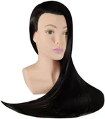 Główki treningowe - Calissimo Główka treningowa z popiersiem Alicja 80 cm black, włos termiczny + uchwyt,, fryzjerska do czesania, głowa do ćwiczeń ALICJA-BLACK-80 - miniaturka - grafika 1