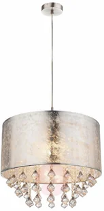 Globo Lighting LAMPA wisząca AMY 15188H3 abażurowa OPRAWA okrągła ZWIS z kryształkami glamour crystal srebrny 15188H3 - Lampy stojące - miniaturka - grafika 2