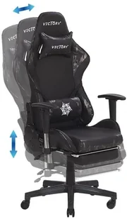 Beliani Krzesło biurowe regulowane ekoskóra czarne VICTORY - Fotele gamingowe - miniaturka - grafika 6