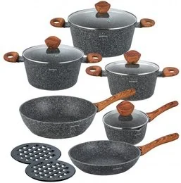 Klausberg Garnki granitowe KLAUSBERG KB-7242 Granit Wood, zestaw, 12 elementów - Zestawy garnków i patelni - miniaturka - grafika 2