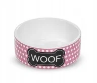 Miski dla psów - Yarro Miska ceramiczna Woof różowa 13x4,5cm Y2732 - miniaturka - grafika 1