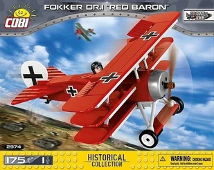 COBI COBI 2974 MA Fokker Dr.1 Red Baron - niemiecki samolot myśliwski p6 - Samoloty i helikoptery - miniaturka - grafika 2