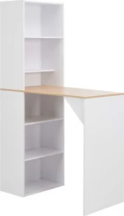 vidaXL Stolik barowy z szafką, biały, 115 x 59 x 200 cm - Ławy i stoliki kawowe - miniaturka - grafika 2