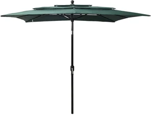 vidaXL 3-poziomowy parasol na aluminiowym słupku, zielony, 2,5x2,5 m 313837 - Parasole ogrodowe - miniaturka - grafika 2