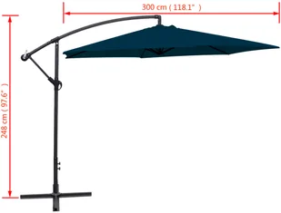 vidaXL vidaXL Parasol na wysięgniku 3 m, niebieski - Parasole ogrodowe - miniaturka - grafika 9