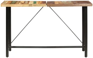 vidaXL 7-cz. zestaw mebli barowych, drewno odzyskane i naturalna skóra - Stoły z krzesłami - miniaturka - grafika 3