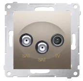 Gniazdka elektryczne - Kontakt Simon Kontakt_Simon Gniazdo antenowe satelitarne podwójne SAT-SAT-RTV (moduł) złoty mat DASK2.01/44 - miniaturka - grafika 1