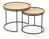 Ławy i stoliki kawowe - Halmar Zestaw 2 okrągłych stolików MANADO rattan naturalny - miniaturka - grafika 1