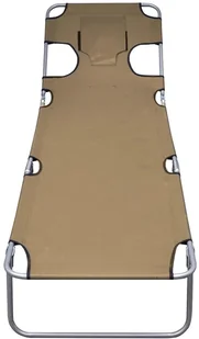 vidaXL Składany leżak z zagłówkiem i regulowanym oparciem, kolor taupe - Leżaki ogrodowe - miniaturka - grafika 4