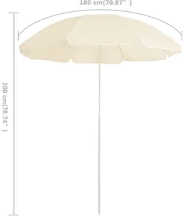vidaXL Parasol ogrodowy na stalowym słupku, piaskowy, 180 cm vidaXL - Parasole ogrodowe - miniaturka - grafika 6