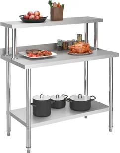 Vida Kuchenny stół roboczy z półką 120x60x120 cm stal nierdzewna V-3054469 - Stoły - miniaturka - grafika 3