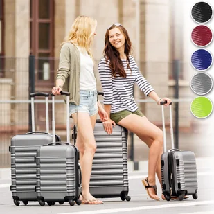 tectake Zestaw walizek ABS 4 częściowy - bordowy 402026 - Walizki - miniaturka - grafika 2