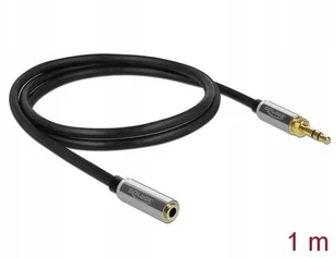 Delock Przedłużacz audio minijack M/F 3Pin + przejściówka nakręcana Jack 6,35mm 1m czarny 85780 - Kable - miniaturka - grafika 2