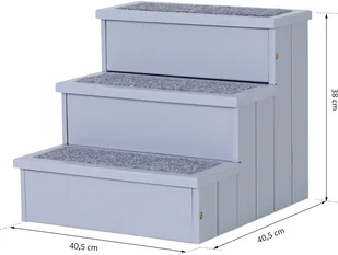 PawHut PawHut SCHODY DLA ZWIERZĄT DOMOWYCH SCHODKI DLA PSA PODEST Z DYWANIKIEM SCHOWEK WEWNĘTRZNY drewno sosnowe szary 40,5 X 44,5 X 38 cm - Pozostałe akcesoria dla psów - miniaturka - grafika 2
