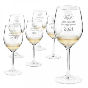 Murrano Kieliszki szklane do wina zestaw x6 grawer na święta 6xSKIV-036 - Kieliszki - miniaturka - grafika 3