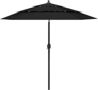 Parasole ogrodowe - vidaXL 3-poziomowy parasol na aluminiowym słupku, czarny, 2,5 m 313866 - miniaturka - grafika 1