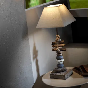 Euluna Lampa stołowa Seregon z kamienną dekoracją, 63 cm - Lampy stojące - miniaturka - grafika 2