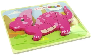 Import LEANToys Drewniane Puzzle Dinozaur Corythosaurus Różowy LT-10344-0 - Puzzle - miniaturka - grafika 2