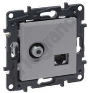 Gniazdka elektryczne - Legrand Gniazdo teleinformatyczne Niloe Step 863377 TV + RJ45 kat 6 UTP podwójne aluminium - miniaturka - grafika 1