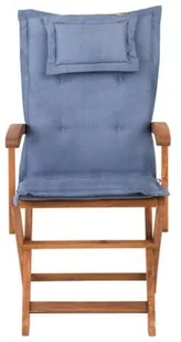 Beliani Zestaw 2 krzeseł ogrodowych drewnianych z niebieskimi poduszkami MAUI - Fotele i krzesła ogrodowe - miniaturka - grafika 4