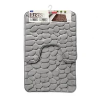 Dywaniki łazienkowe - Galicja Dywaniki łazienkowe Rocky 2 elementowy szary - miniaturka - grafika 1