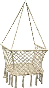 SASKA GARDEN Hamak ażurowy fotel wiszący 72x62cm z poduszką ecru victoriasport-1018065-0 - Fotele ogrodowe wiszące - miniaturka - grafika 3