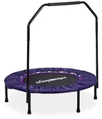 Trampoliny - Sportop Relaxdays trampolina składana z uchwytem do użytku we wnętrzach wys. x szer. x gł.:113 x 102 x 102 cm maksymalne 120 kg czarno-fioletowa 10020802 - miniaturka - grafika 1