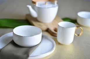 Affek Design Mondex Talerz obiadowy Grace biało-złoty HTNF7580 - Talerze - miniaturka - grafika 6