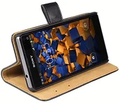 Etui i futerały do telefonów - Mumbi etui z prawdziwej skóry w stylu książki kompatybilne z Sony Xperia Z1 Compact etui skórzane Case Wallet, czarne 4250261476267 - miniaturka - grafika 1