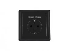 LANBERG Gniazdo podtynkowe 230V pojedyncze + 2x USB 2.1A schuko czarne + EKSPRESOWA AC-WS01-USB2-F-B - Wtyczki i adaptery - miniaturka - grafika 6